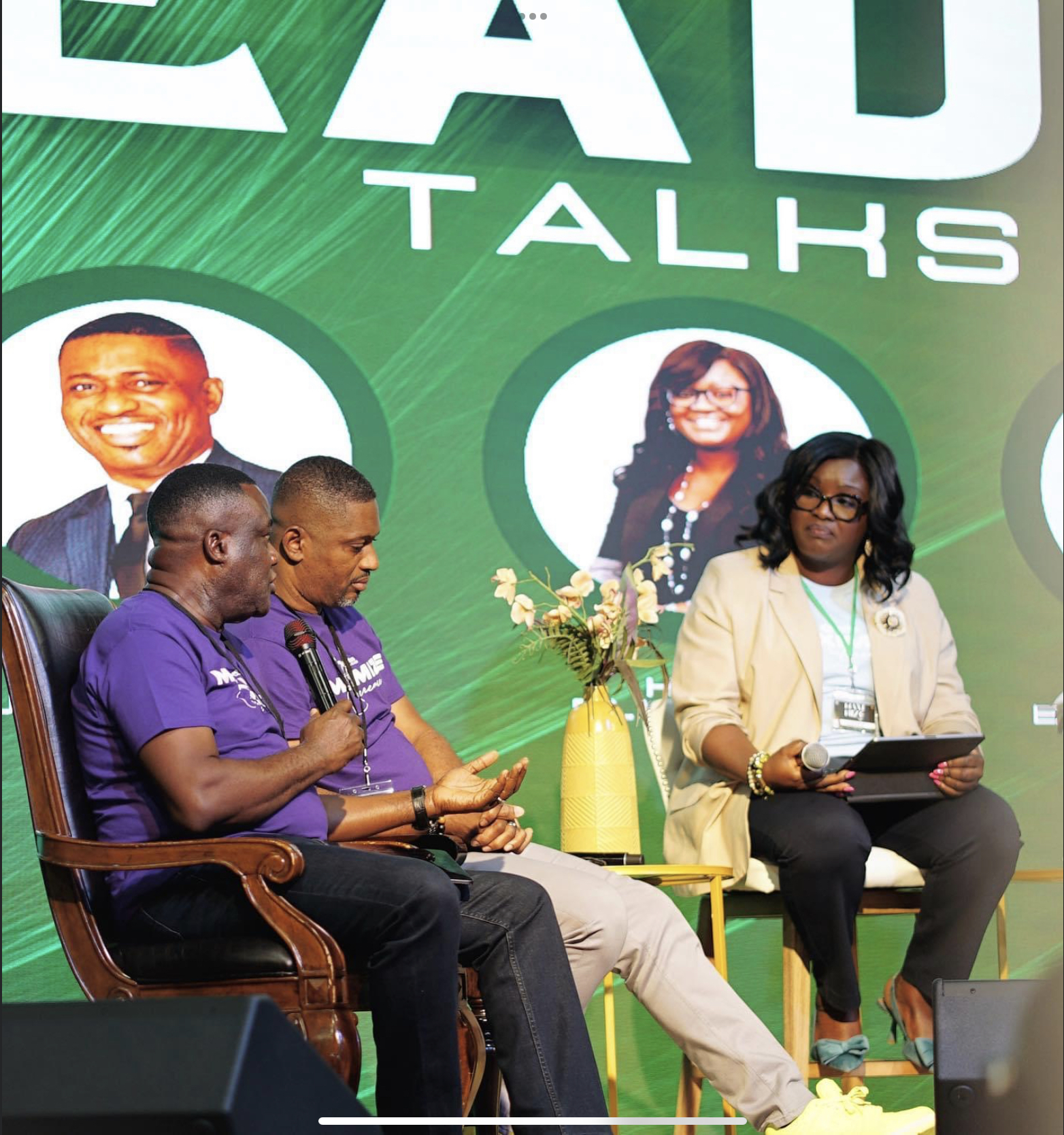 Elle moderating Leader Talks panel